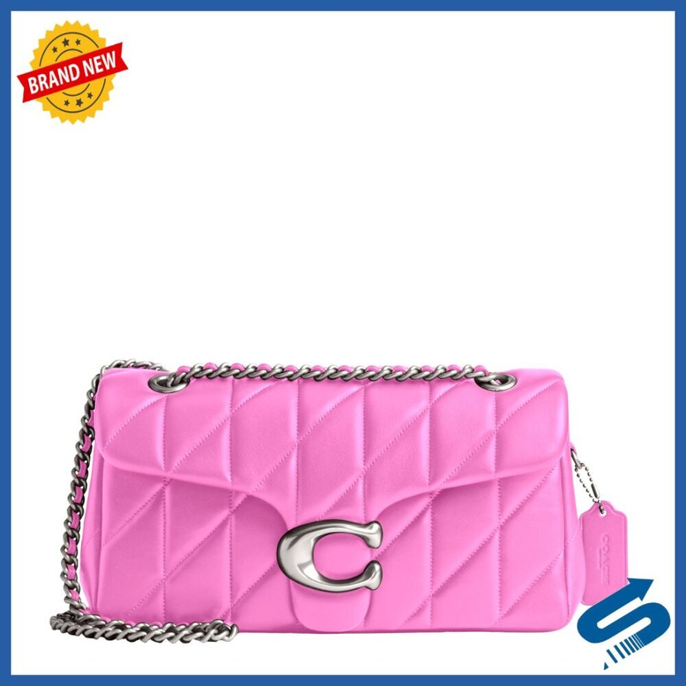 Quilted Leather Shoulder Bag with Chain Strap, 26 Size, Designer Handbag